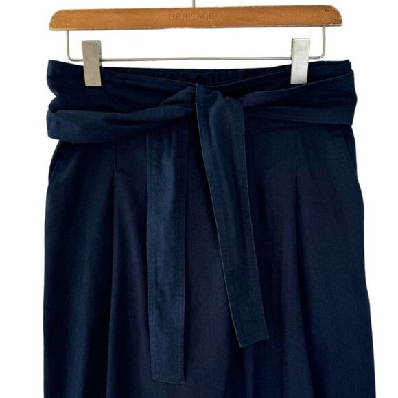 APiece Apart Isa Wrap Elasticated Waist Dark Blue Pleat Front Tapered Trousers - Picture 9 of 14